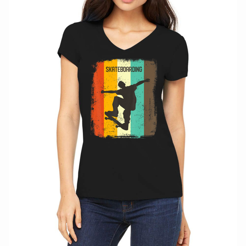 Hot Trend Skateboarding Male Retro 70s Vintage Skater Boy Women's V-Neck T-Shirt by haodinhvan1 | Artistshot