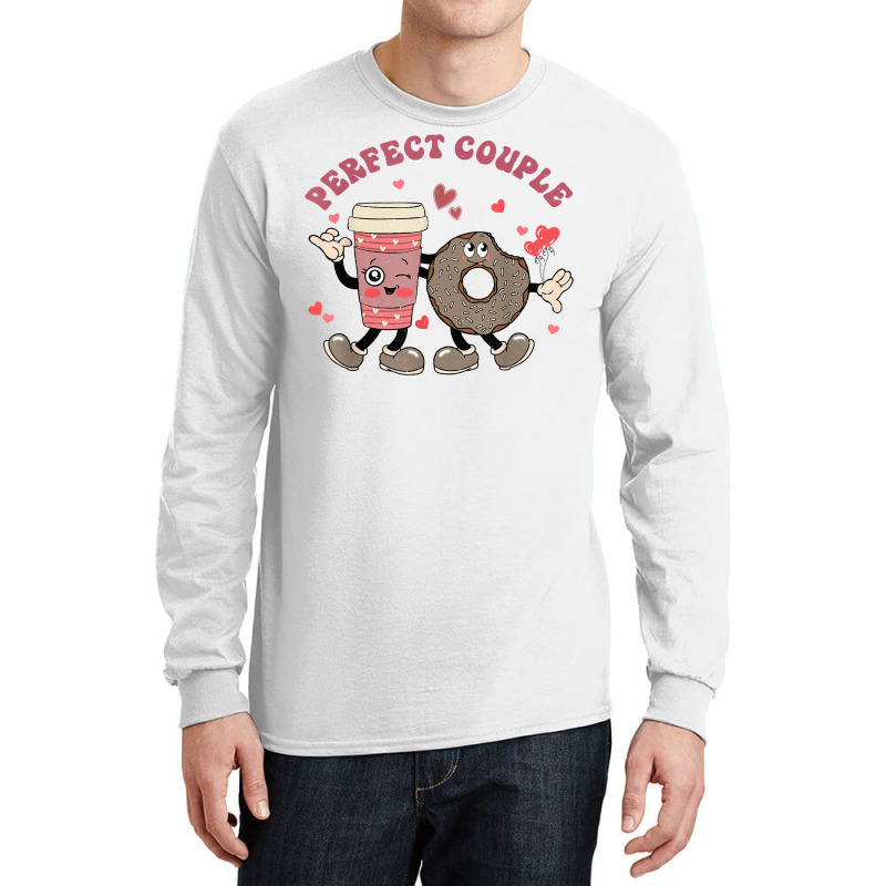 Perfect Couple Cute Donut And Coffee Funny Valentine Couples T Shirt Long Sleeve Shirts | Artistshot