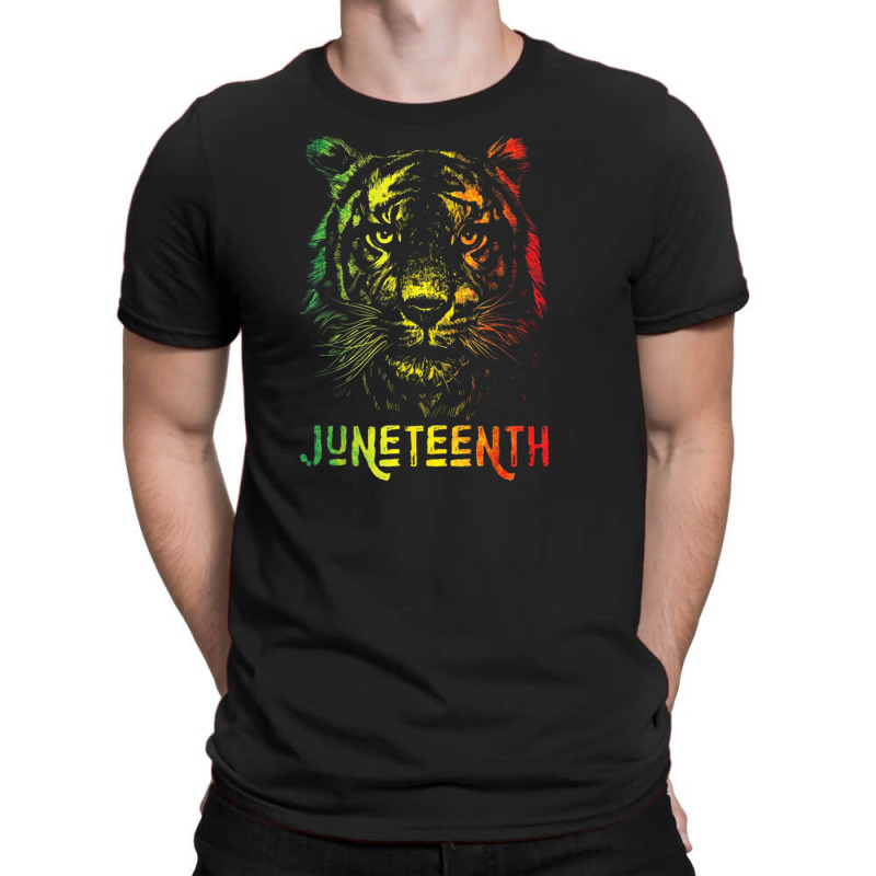 Tiger Juneteenth Cool Black History African American Flag T-Shirt by salma55 | Artistshot