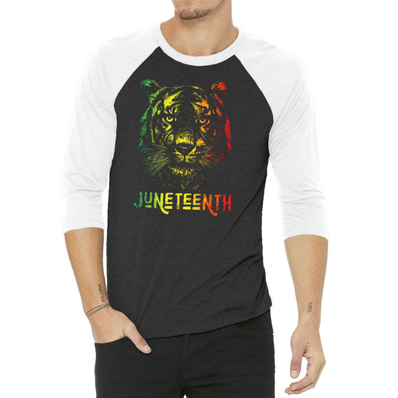 Tiger Juneteenth Cool Black History African American Flag 3/4 Sleeve Shirt by salma55 | Artistshot