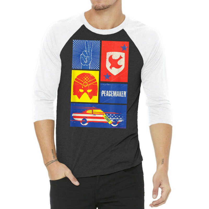 Peacemaker Sign, Shield, Helmet And Car T Shirt 3/4 Sleeve Shirt | Artistshot