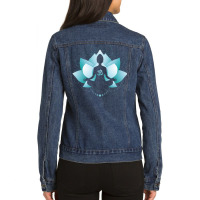 Blue Lotus Blossom Blue Toned Ladies Denim Jacket | Artistshot