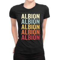 Albion Illinois Albion Il Retro Vintage Text T Shirt Ladies Fitted T-shirt | Artistshot