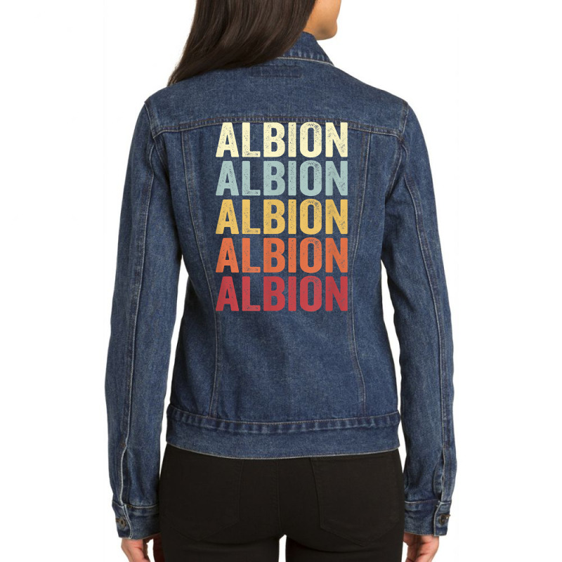 Albion Illinois Albion Il Retro Vintage Text T Shirt Ladies Denim Jacket by brict6eguo | Artistshot