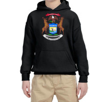 Michigan Flag Coat Of Arms The Wolverine State Lake Pullover Hoodie Youth Hoodie | Artistshot