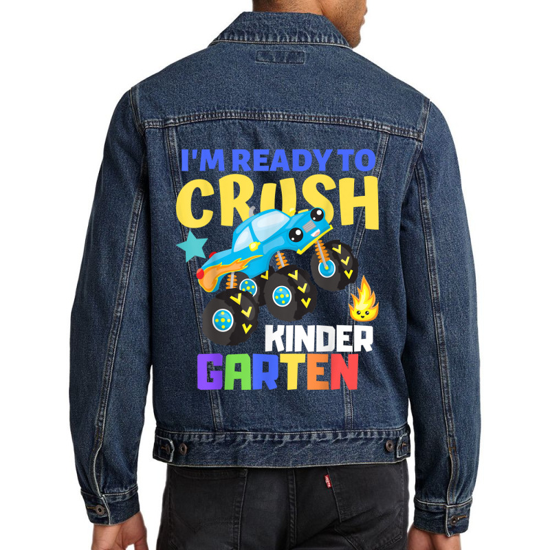 Kindergarten Monster Truck Back To School Shirt Boys Gift _002 Men Denim Jacket | Artistshot