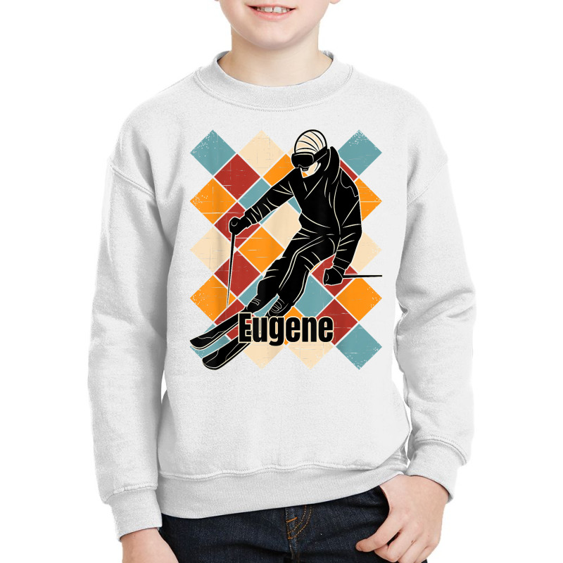 Eugene Skiing Slopes Vintage Skier Name T Shirt Youth Sweatshirt by araceliphexy | Artistshot