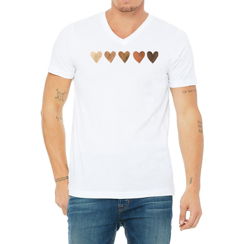 Diversity Heart Skin Tones Black Pride Melanin Kindness Gift T Shirt V-neck Tee | Artistshot