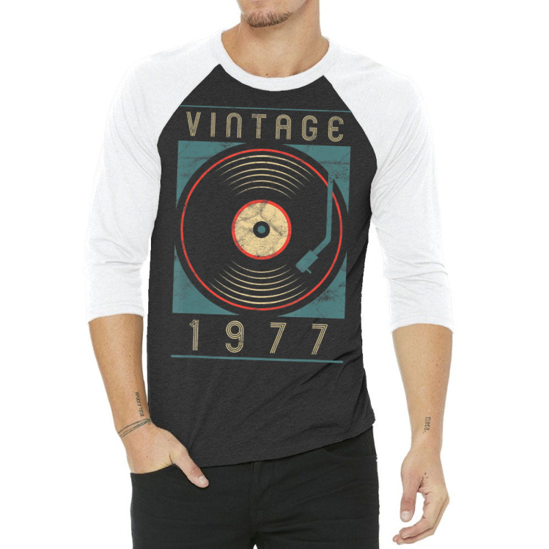 Limited Edition Vintage 1977 Birthday Vinyl Retro Turntable Dj 3/4 Sleeve Shirt by haodinhvan1 | Artistshot