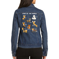 Foxes Of The World Funny Fox Animals Educational T Shirt Ladies Denim Jacket | Artistshot