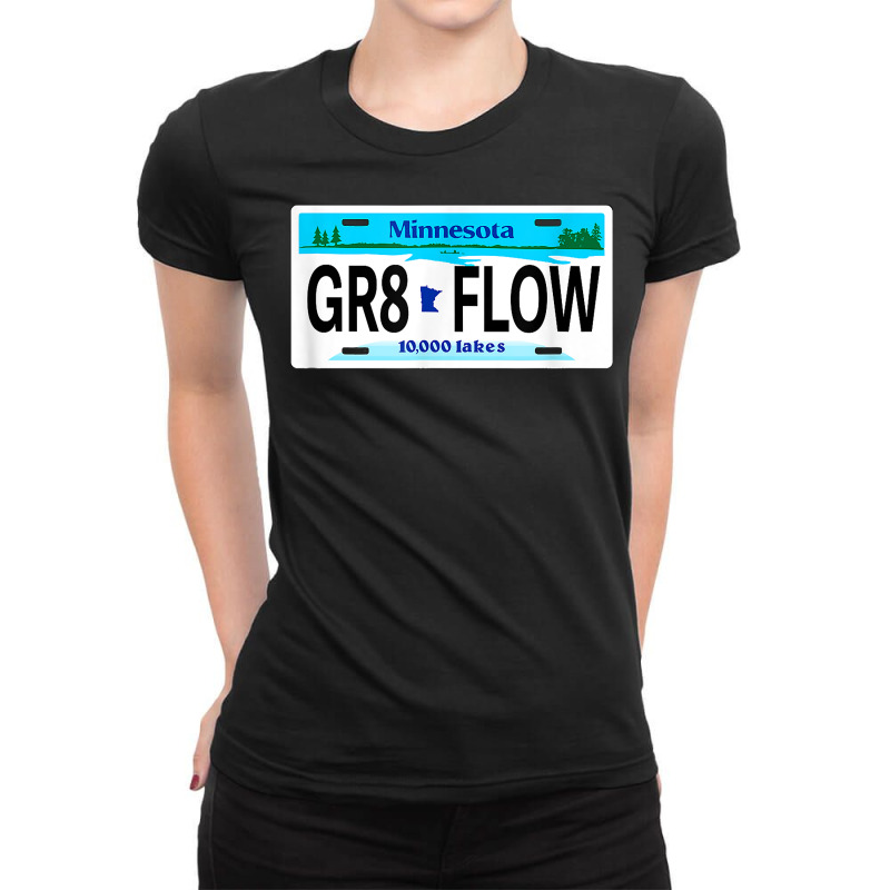 Gr8 Flow Hair Minnesota Mn License Plate Gift Ice Hockey T Shirt Ladies Fitted T-Shirt by araceliphexy | Artistshot