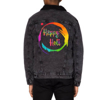 Happy Holi Colorful Colors India Dance Hindu Festival Spring T Shirt Unisex Sherpa-lined Denim Jacket | Artistshot