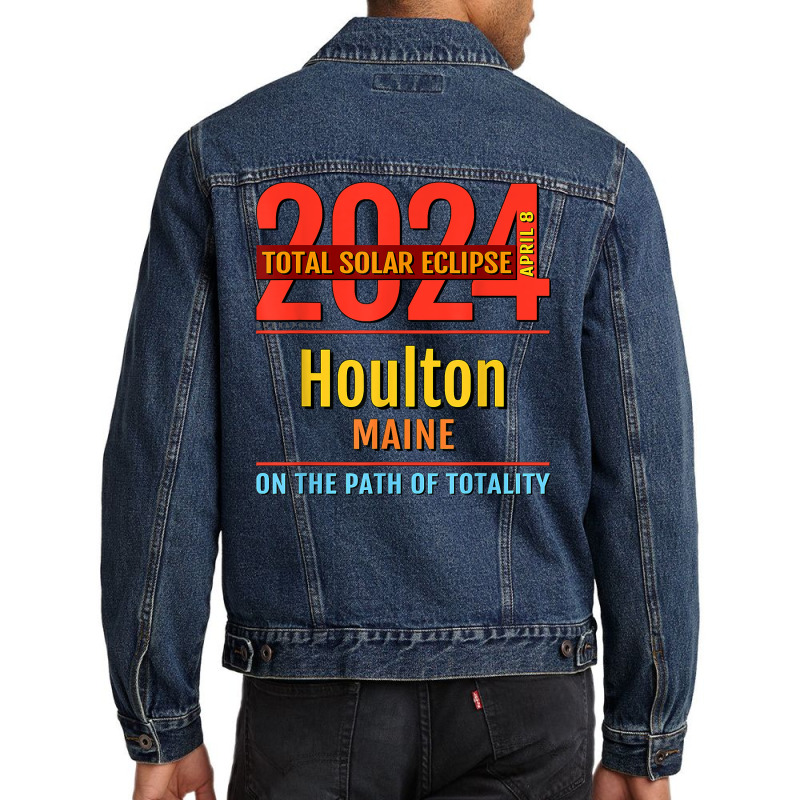 Houlton Maine Me Total Solar Eclipse 2024  4  T Shirt Men Denim Jacket by kamrynshut8 | Artistshot