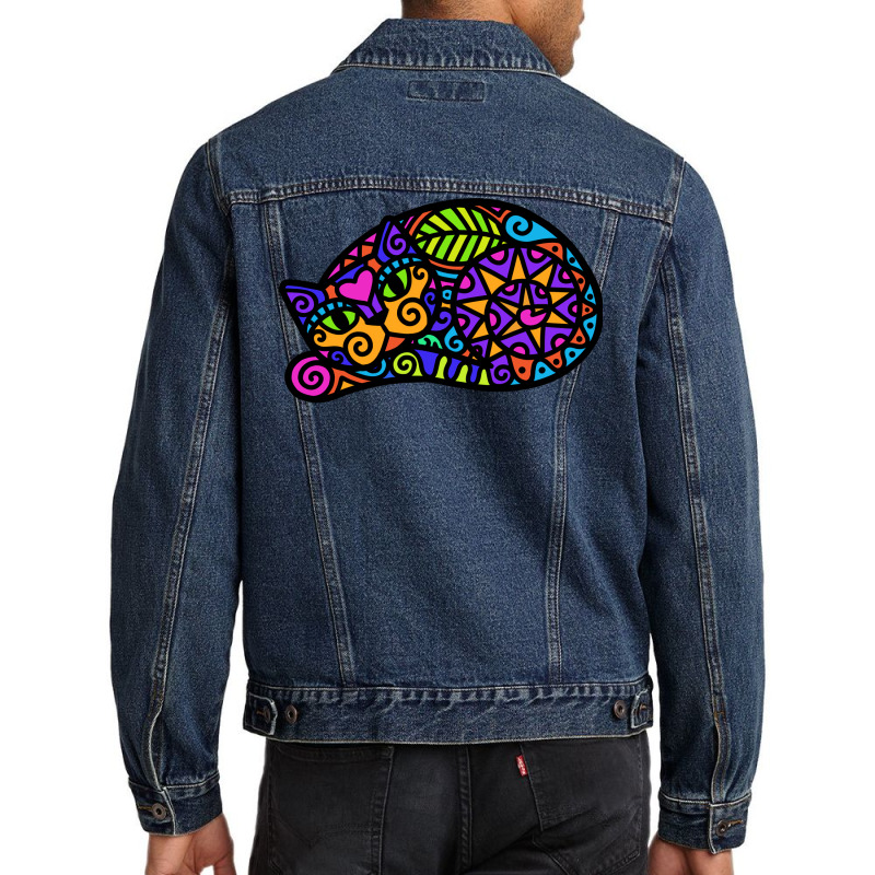 Doodley Doodlecat Sleepy 80s Men Denim Jacket | Artistshot