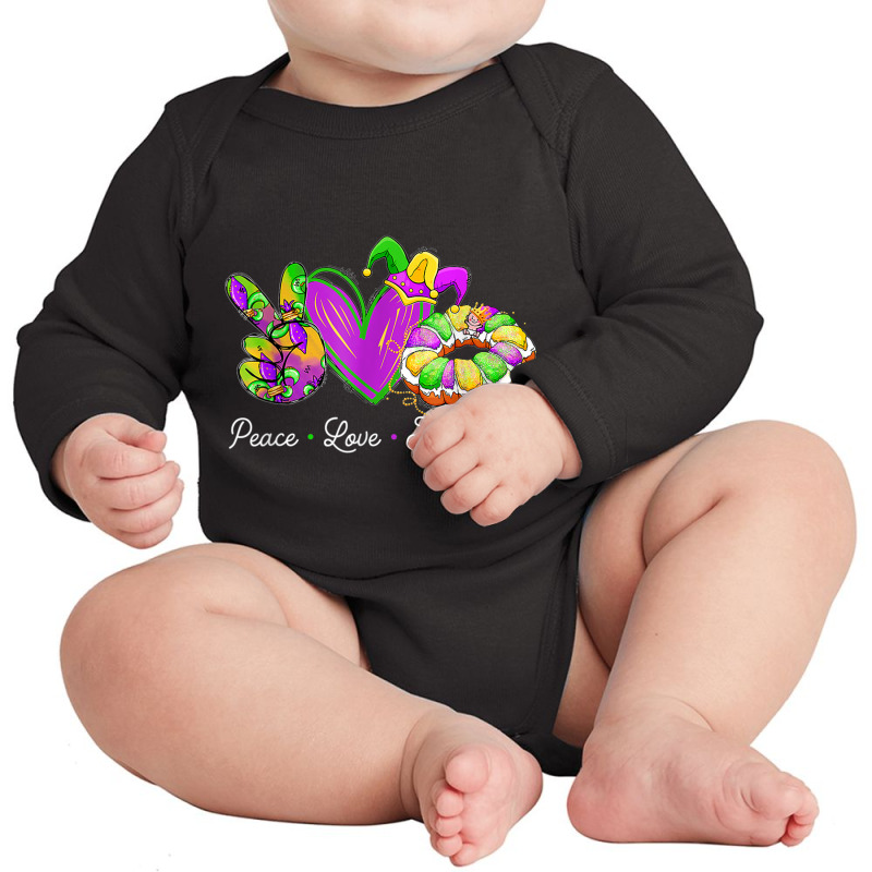 Peace Love King Cake Shirt A Mardi Gras Party Carnival T Shirt Long Sleeve Baby Bodysuit | Artistshot