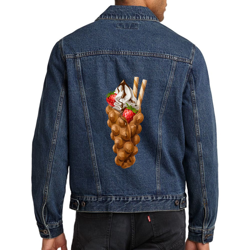 Bubble Waffle Ice Cream ,egg Bubble Waffle Vanilla Ice Cream Men Denim Jacket by tomjerrycrush39 | Artistshot