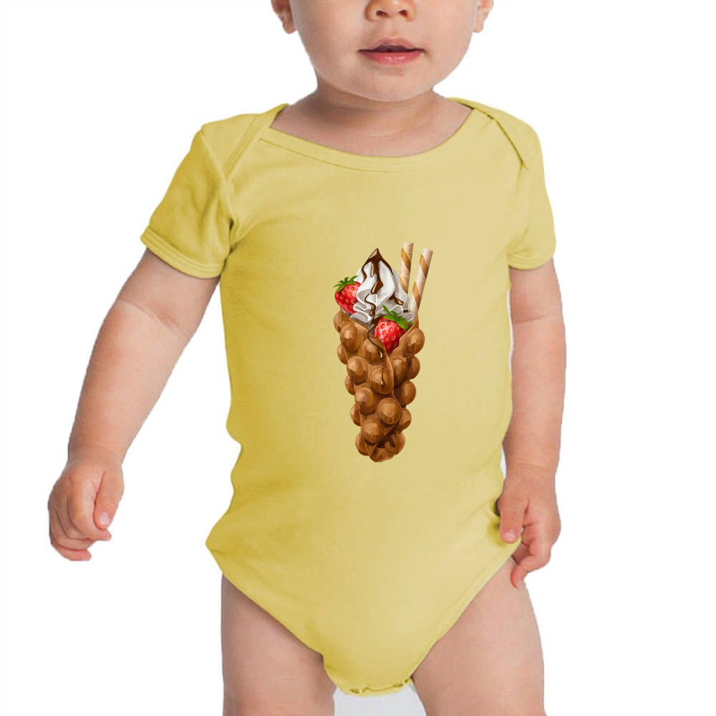 Bubble Waffle Ice Cream ,egg Bubble Waffle Vanilla Ice Cream Baby Bodysuit by tomjerrycrush39 | Artistshot