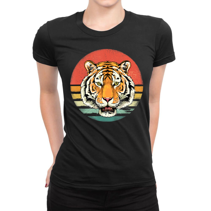 Hot Trend Retro Bengal Tiger Face Wildlife Zoo Jungle Animal Lover Ladies Fitted T-Shirt by haodinhvan1 | Artistshot