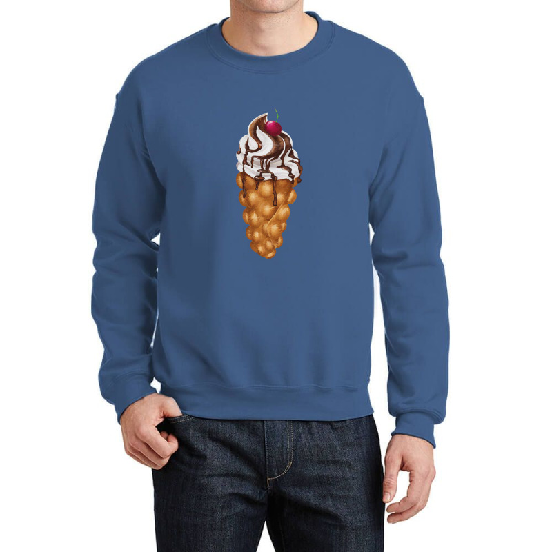 Bubble Waffle Ice Cream,egg Bubble Waffle Vanilla Ice Cream Crewneck Sweatshirt by tomjerrycrush39 | Artistshot