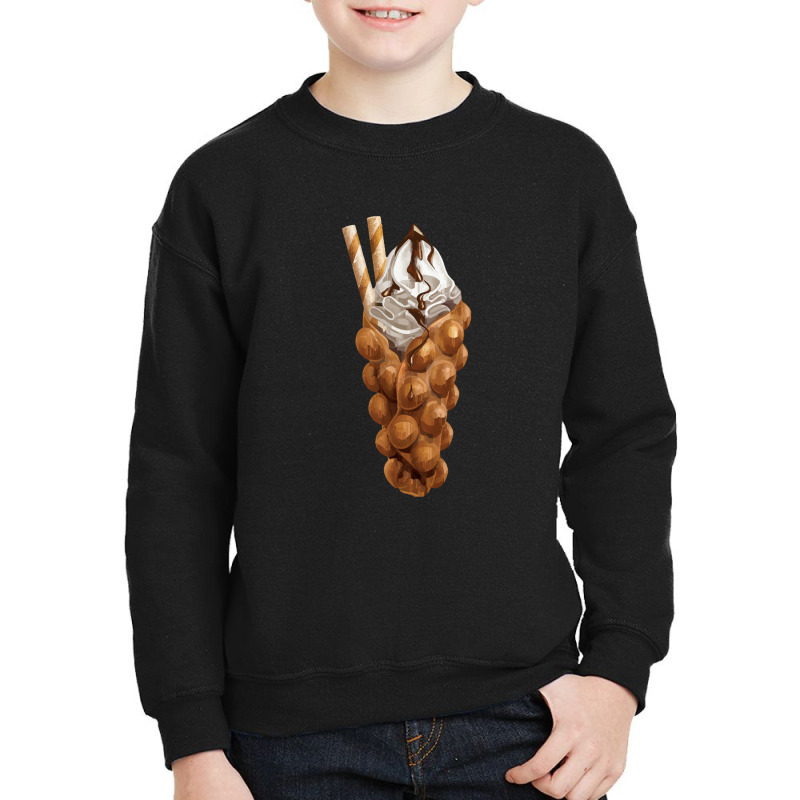 Bubble Waffle Ice Cream,egg Bubble Waffle Vanilla Ice Cream Youth Sweatshirt by tomjerrycrush39 | Artistshot