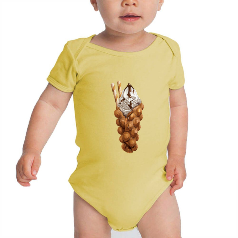 Bubble Waffle Ice Cream,egg Bubble Waffle Vanilla Ice Cream Baby Bodysuit by tomjerrycrush39 | Artistshot