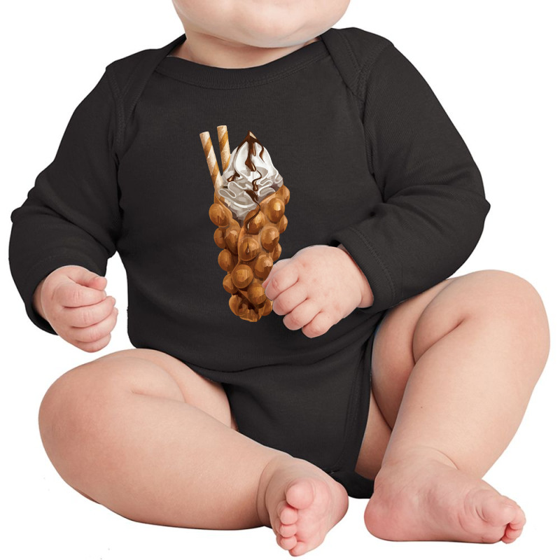 Bubble Waffle Ice Cream,egg Bubble Waffle Vanilla Ice Cream Long Sleeve Baby Bodysuit by tomjerrycrush39 | Artistshot