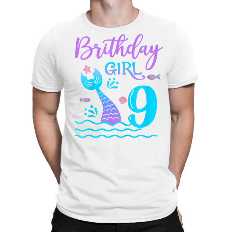 Kids 9 Year Old Gift Mermaid Tail 9th Birthday Girl Daughter T Shirt T-shirt | Artistshot