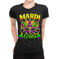 Mardi Gras Mask Beads New Orleans Mardi Gras Parade Carnival T Shirt Ladies Fitted T-shirt | Artistshot