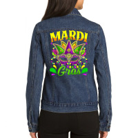 Mardi Gras Mask Beads New Orleans Mardi Gras Parade Carnival T Shirt Ladies Denim Jacket | Artistshot