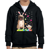 Happy Easter Cute Bunny Dog Pug Wearing Bunny Ears Gift Youth Zipper Hoodie | Artistshot