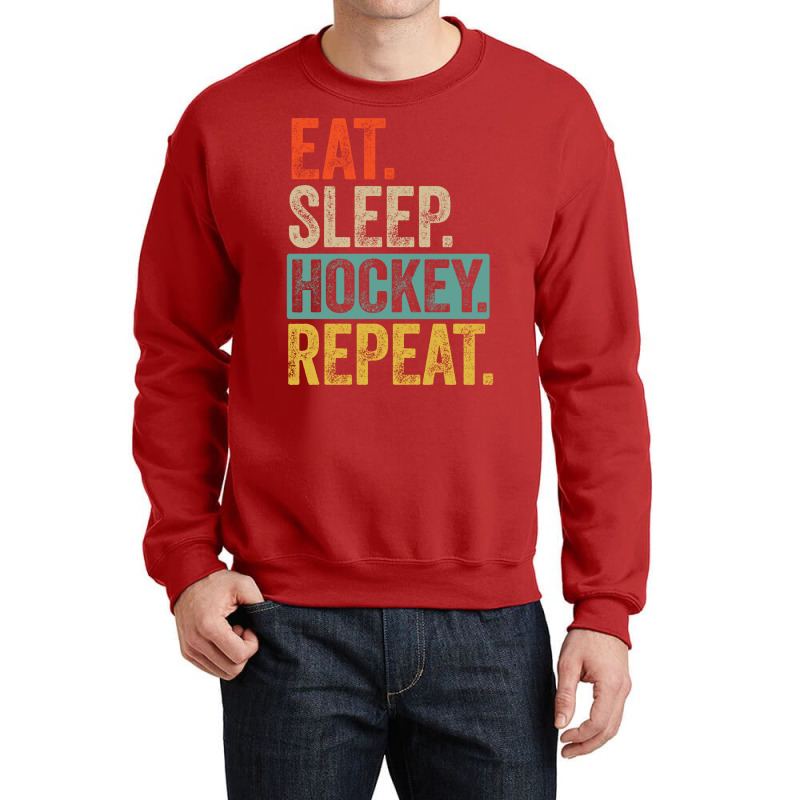 Eat Sleep Hockey Repeat Retro Vintage Gift Crewneck Sweatshirt | Artistshot