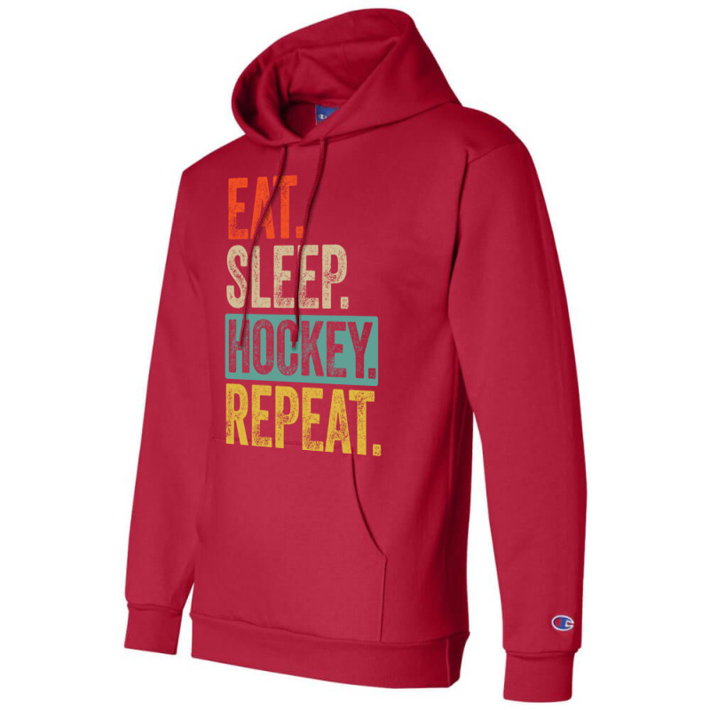 Eat Sleep Hockey Repeat Retro Vintage Gift Champion Hoodie | Artistshot