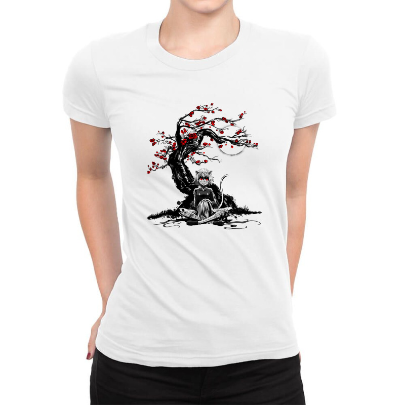 Cat Humanoid Holding Head Ladies Fitted T-Shirt by awhetzel | Artistshot