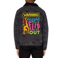 Gymnastics  Warning I Might Flip Out Unisex Sherpa-lined Denim Jacket | Artistshot