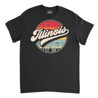 Limited Edition Retro Illinois Home State Il Cool 70s Style Sunset Classic T-shirt | Artistshot