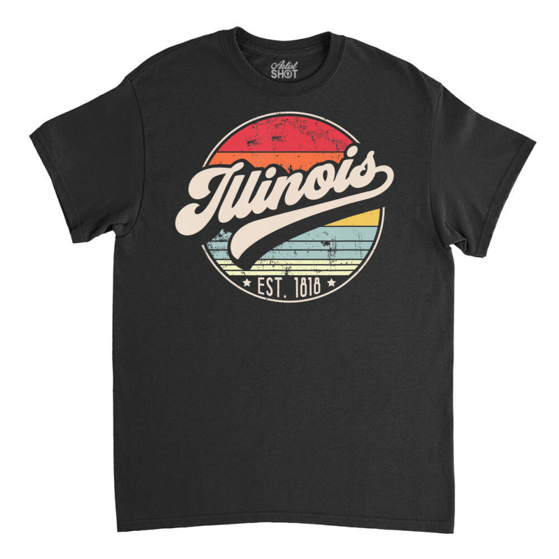 Limited Edition Retro Illinois Home State Il Cool 70s Style Sunset Classic T-shirt by haodinhvan1 | Artistshot