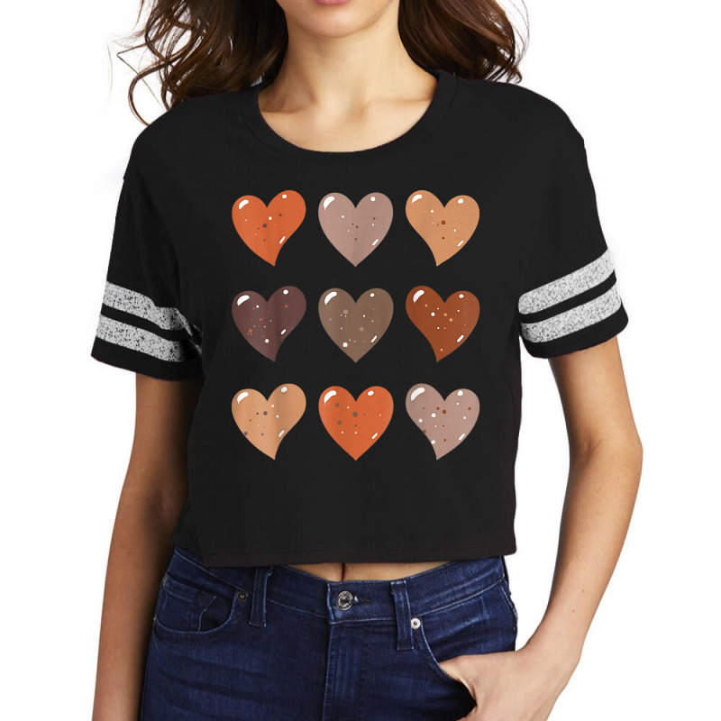 Melanin Skin Tone Hearts, Be Kind, Black History Month Tees T Shirt Scorecard Crop Tee | Artistshot