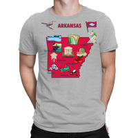 Tourist Attractions Map Of Arkansas State Usa Major Cities  Music T-shirt | Artistshot