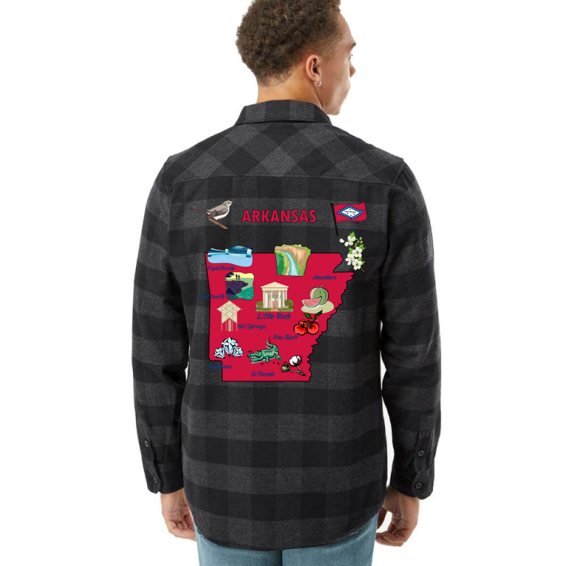 Tourist Attractions Map Of Arkansas State Usa Major Cities  Music Flannel Shirt | Artistshot