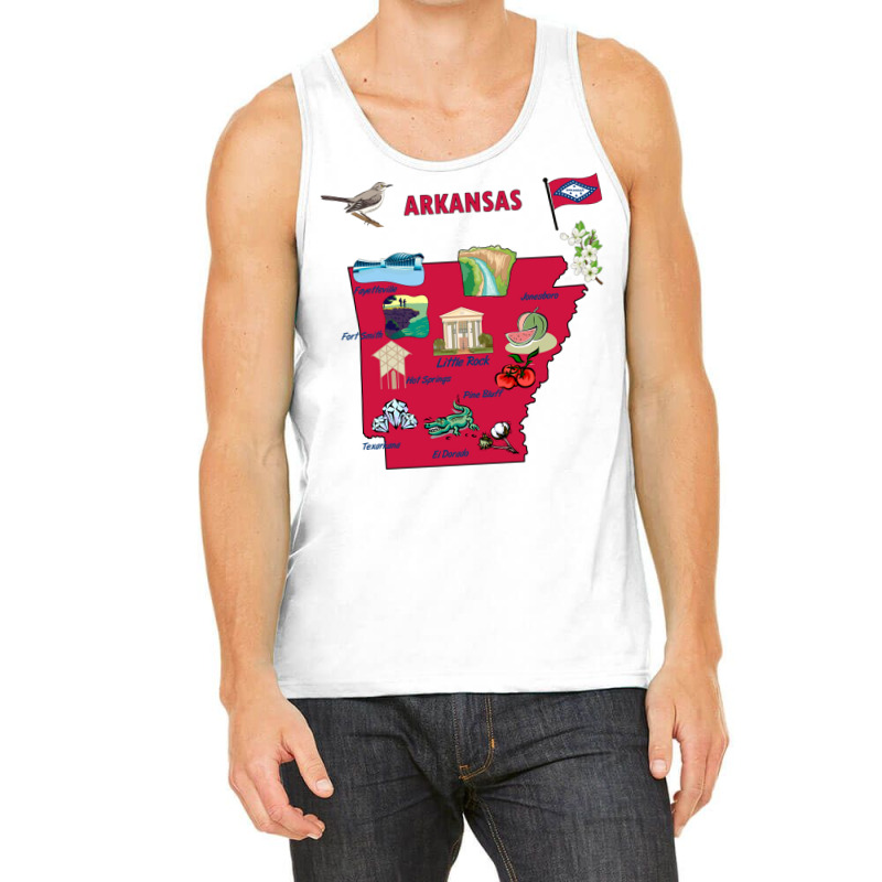 Tourist Attractions Map Of Arkansas State Usa Major Cities  Music Tank Top | Artistshot