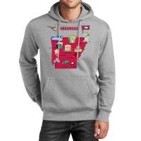 Tourist Attractions Map Of Arkansas State Usa Major Cities  Music Unisex Hoodie | Artistshot