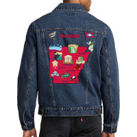 Tourist Attractions Map Of Arkansas State Usa Major Cities  Music Men Denim Jacket | Artistshot