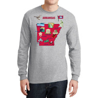 Tourist Attractions Map Of Arkansas State Usa Major Cities  Music Long Sleeve Shirts | Artistshot