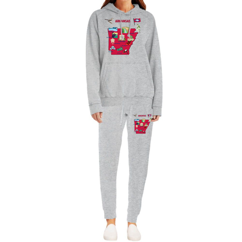 Tourist Attractions Map Of Arkansas State Usa Major Cities  Music Hoodie & Jogger Set | Artistshot