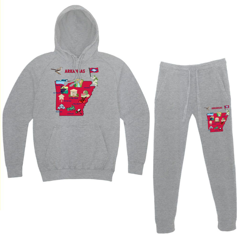 Tourist Attractions Map Of Arkansas State Usa Major Cities  Music Hoodie & Jogger Set | Artistshot