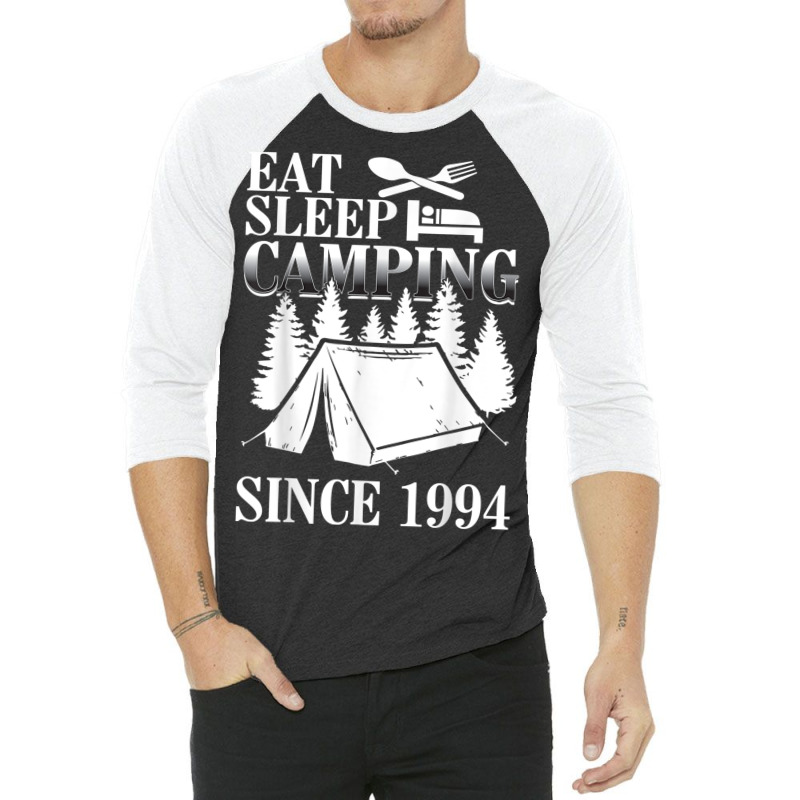 25th Birthday Eat Sleep Camping Camper 3/4 Sleeve Shirt by ALFREDMCGOWAN | Artistshot