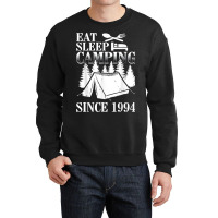 25th Birthday Eat Sleep Camping Camper Crewneck Sweatshirt | Artistshot