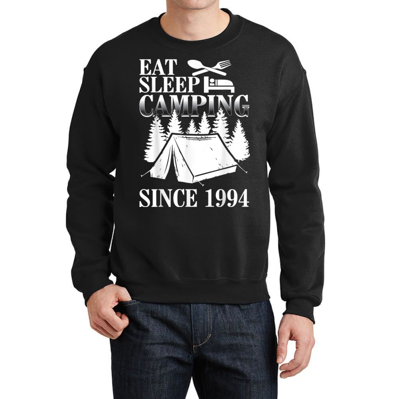 25th Birthday Eat Sleep Camping Camper Crewneck Sweatshirt by ALFREDMCGOWAN | Artistshot