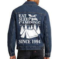 25th Birthday Eat Sleep Camping Camper Men Denim Jacket | Artistshot