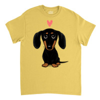 Black And Tan Dachshund With Heart  Cute Cartoon Wiener Dog Classic T-shirt | Artistshot